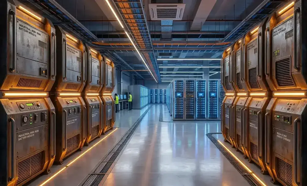 Data center iron batteries installed in a modern server facility