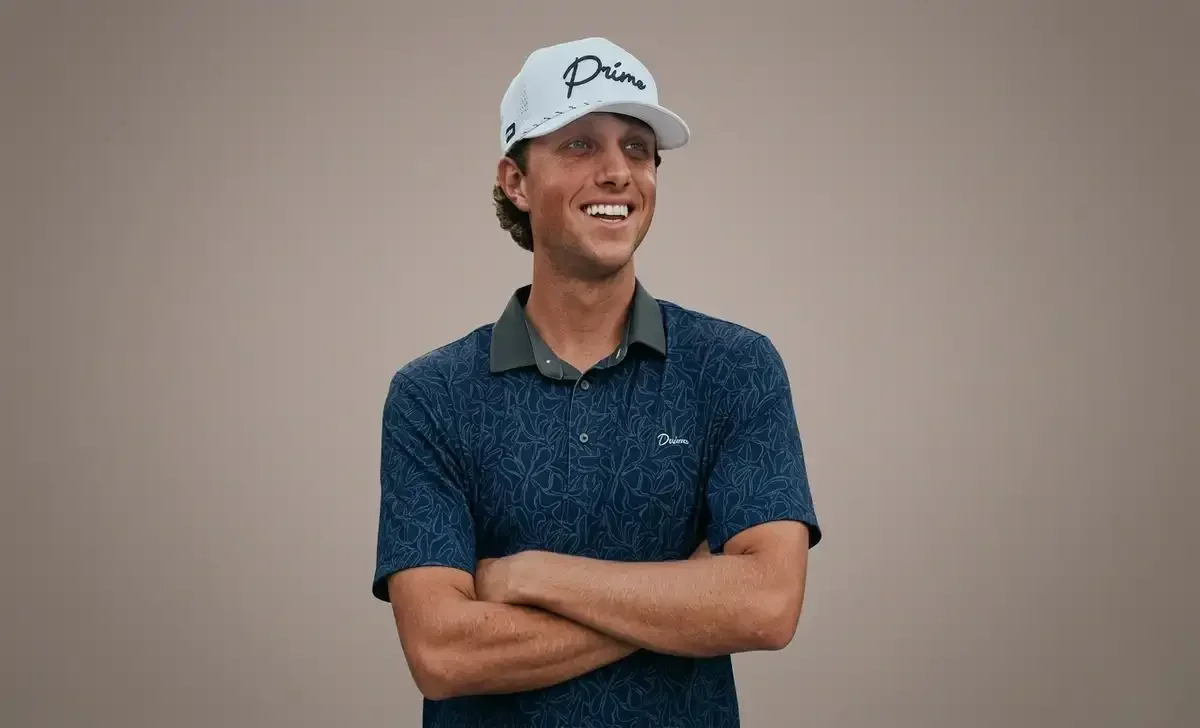Grant Horvat playing golf on a course, the YouTube creator behind Good Good Golf and an estimated 2026 net worth of $2M–$4M